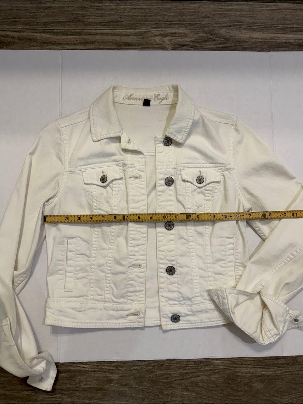 American Eagle white cotton denim, jean jacket size medium - Picture 8 of 9